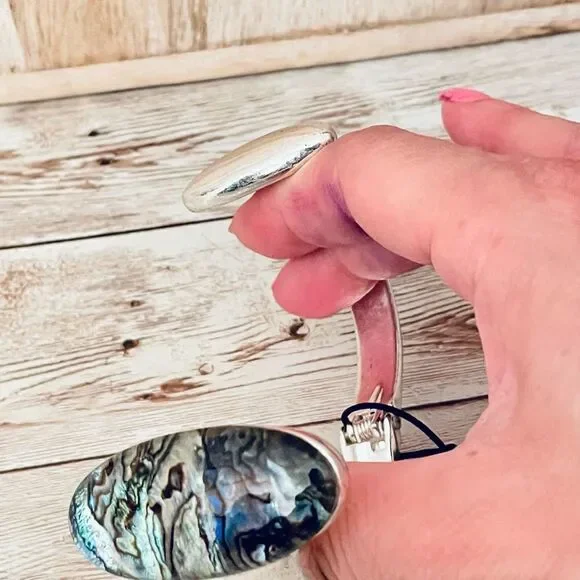 NWT Robert Lee Morris Silver Abalone Hinged Bangle New, So Beautiful!!! - Picture 11 of 12